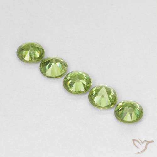 Gemme di Granato demantoide Verde chiaro e vivace naturale da 1.43 ct, Rotondo, VS-SI