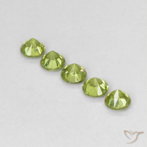 Gemme di Granato demantoide Verde giallastro vivace naturale da 0.83 ct, Rotondo, VS