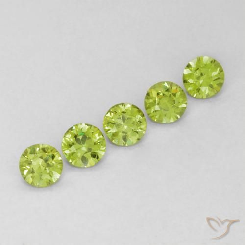 Gemme di Granato demantoide Verde acceso naturale da 0.73 ct, Rotondo, VS