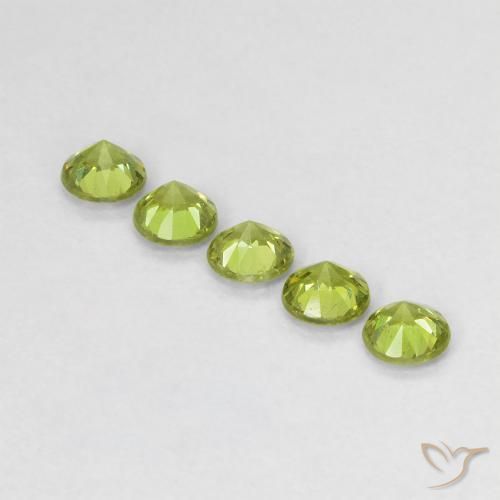 Gemme di Granato demantoide Verde acceso naturale da 0.73 ct, Rotondo, VS