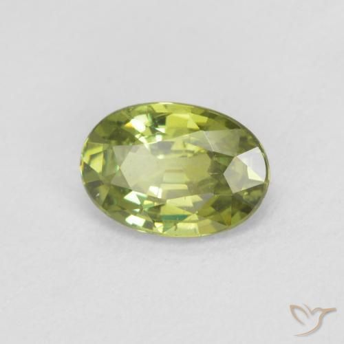 Granato demantoide Medium Light Green naturale da 0.60 ct, Ovale, VS