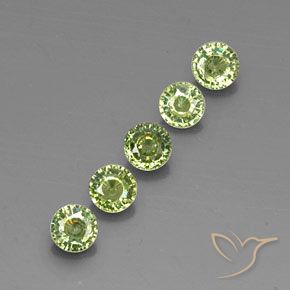 Gemme di Granato demantoide Olive Green  naturale da 1.50 ct, Rotondo, VVS-VS