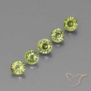 Gemme di Granato demantoide Olive Green  naturale da 1.79 ct, Rotondo, VVS-VS