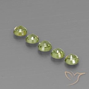 Gemme di Granato demantoide Olive Green  naturale da 1.79 ct, Rotondo, VVS-VS