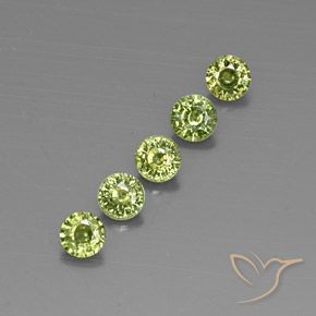 Gemme di Granato demantoide Olive Green  naturale da 1.63 ct, Rotondo, VVS-VS