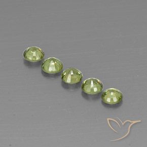 Gemme di Granato demantoide Olive Green  naturale da 1.63 ct, Rotondo, VVS-VS