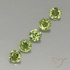 Gemme di Granato demantoide Verde foresta chiaro naturale da 1.34 ct, Rotondo, VVS-VS