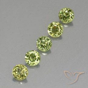 Gemme di Granato demantoide Yellow Green  naturale da 1.44 ct, Rotondo, VVS-VS