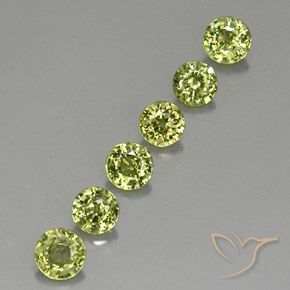 Gemme di Granato demantoide Olive Green  naturale da 1.45 ct, Rotondo, VVS-VS