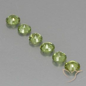Gemme di Granato demantoide Olive Green  naturale da 1.45 ct, Rotondo, VVS-VS
