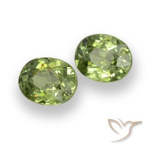 Gemme di Granato demantoide Verde foresta chiaro naturale da 0.88 ct, Taglio ovale, VS