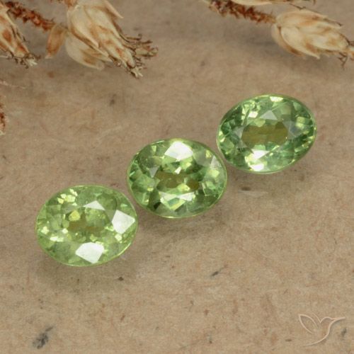 0.86ctw Naturale Giallo verde Granato demantoide, Ovale, VS-SI