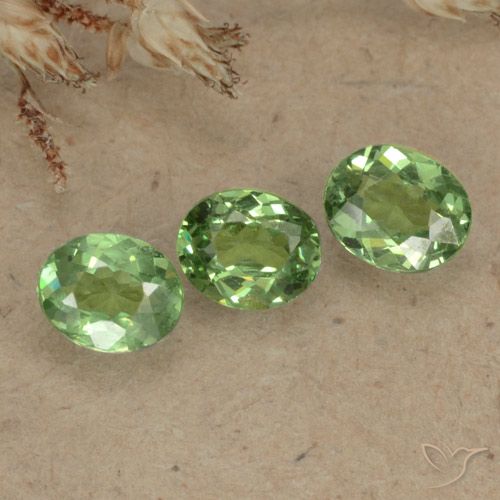 1.00ctw Naturale Verde foresta chiaro Granato demantoide, Ovale, VS-SI