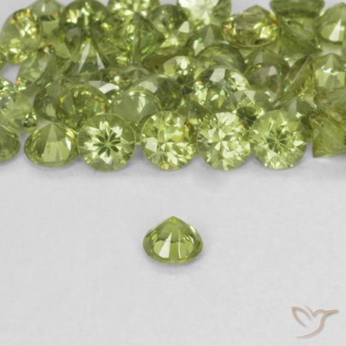 Granato demantoide Giallo verde naturale da 0.14 ct, Rotondo, VS