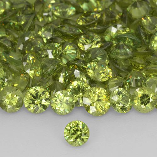 Granato demantoide Medium Light Green naturale da 0.21 ct, Rotondo, VS