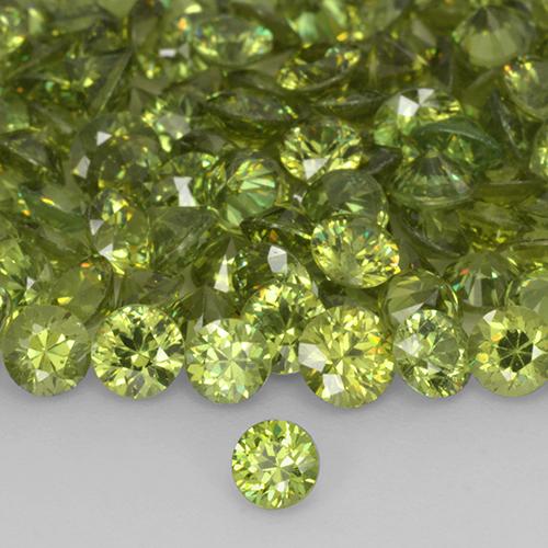 Granato demantoide Medium Light Green naturale da 0.21 ct, Rotondo, VS