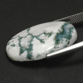 Agata dendritica naturale multicolore da 17,64 ct, taglio ovale, opaco