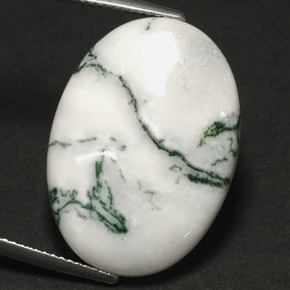 Agata dendritica naturale multicolore da 17,60 ct, taglio ovale, opaco