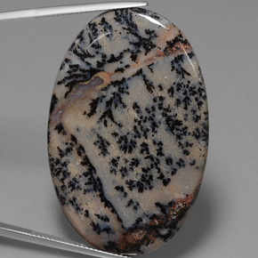 Agata dendritica naturale multicolore da 52,67 ct, taglio ovale, opaco