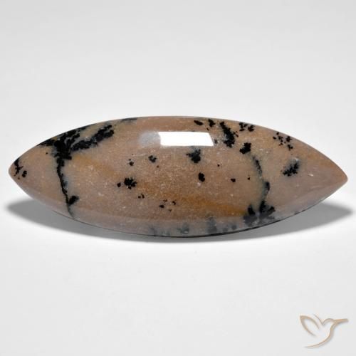 37.71ct Naturale Brown-Black Agata dendritica, Taglio marquise, Opaco