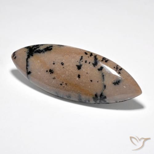 Agata dendritica Brown-Black naturale da 37.71 ct, Taglio marquise, Opaco