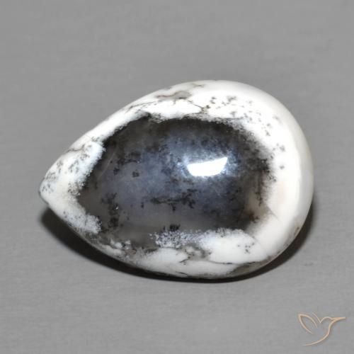 8.50ct Naturale Multicolore Agata dendritica, Forma a pera, Opaco
