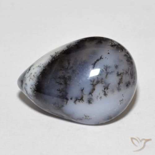 Agata dendritica Multicolore naturale da 8.77 ct, Forma a pera, Traslucido
