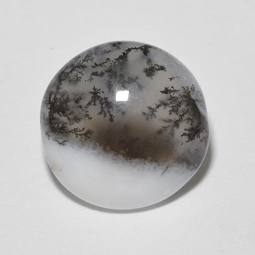 Agata dendritica naturale bianco da 4,65 ct, taglio rotondo, traslucido