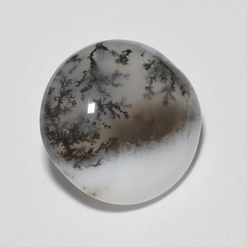 Agata dendritica naturale bianco da 4,65 ct, taglio rotondo, traslucido