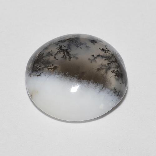 Agata dendritica naturale bianco da 4,65 ct, taglio rotondo, traslucido