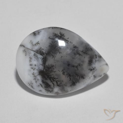 Agata dendritica Multicolore naturale da 6.12 ct, Forma a pera, Traslucido