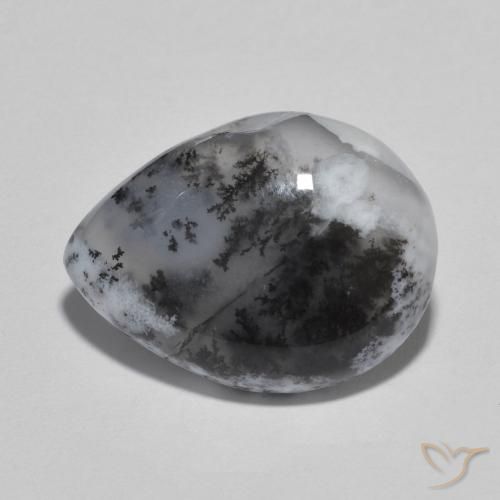 8.04ct Naturale Multicolore Agata dendritica, Forma a pera, Traslucido