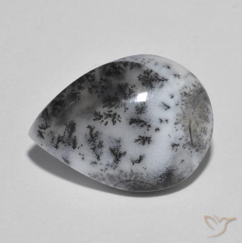 6.81ct Naturale Multicolore Agata dendritica, Forma a pera, Opaco