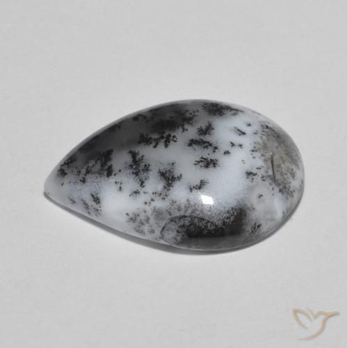 Agata dendritica Multicolore naturale da 6.81 ct, Forma a pera, Opaco