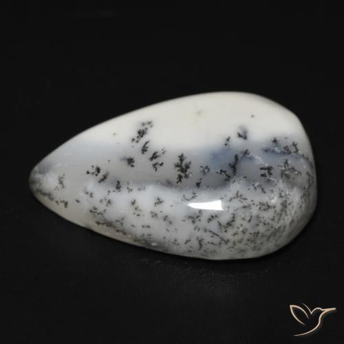 Agata dendritica bianco con nero naturale da 13.25 ct, Forma a pera, Opaco