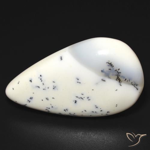16.23ct Naturale bianco con nero Agata dendritica, Forma a pera, Traslucido