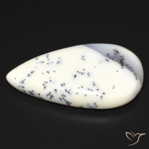 Agata dendritica bianco con nero naturale da 16.23 ct, Forma a pera, Traslucido