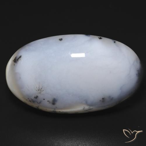 28.10ct Naturale bianco con nero Agata dendritica, Ovale, Opaco