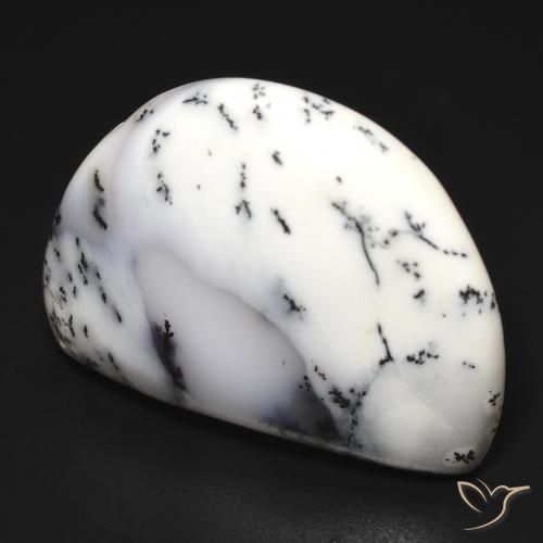 Agata dendritica bianco con nero naturale da 32.69 ct, Taglio a fantasia, Opaco