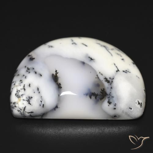Agata dendritica bianco con nero naturale da 32.69 ct, Taglio a fantasia, Opaco