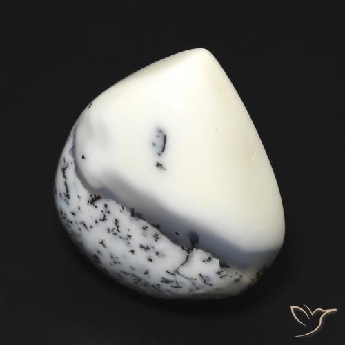 Agata dendritica bianco con nero naturale da 12.67 ct, Forma a pera, Opaco