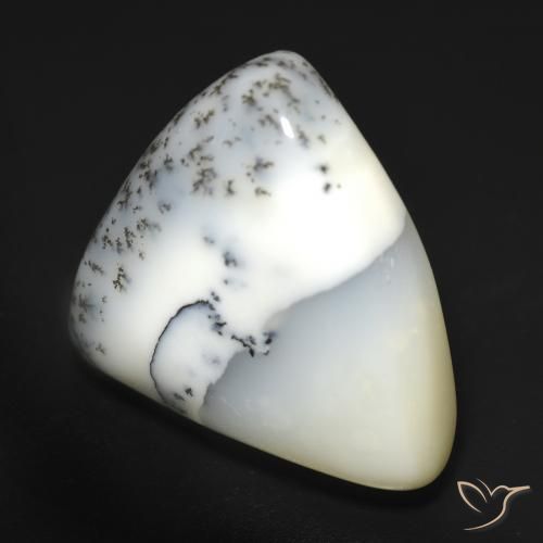 Agata dendritica bianco con nero naturale da 12.51 ct, Taglio trillion, Traslucido