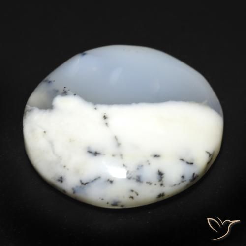 Agata dendritica bianco con nero naturale da 25.49 ct, Rotondo, Traslucido