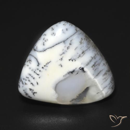 9.21ct Naturale bianco con nero Agata dendritica, Taglio trillion, Opaco