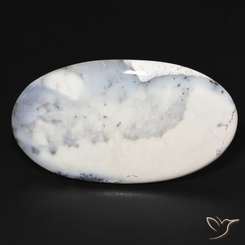 109.22ct Naturale bianco con nero Agata dendritica, Ovale, Opaco
