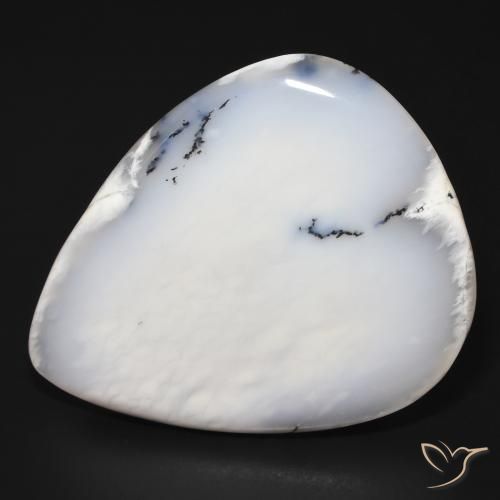 60.01ct Naturale bianco con nero Agata dendritica, Forma a pera, Opaco