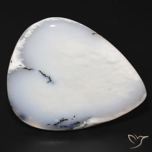 Agata dendritica bianco con nero naturale da 60.01 ct, Forma a pera, Opaco
