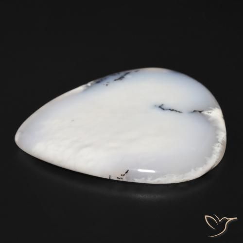 Agata dendritica bianco con nero naturale da 60.01 ct, Forma a pera, Opaco