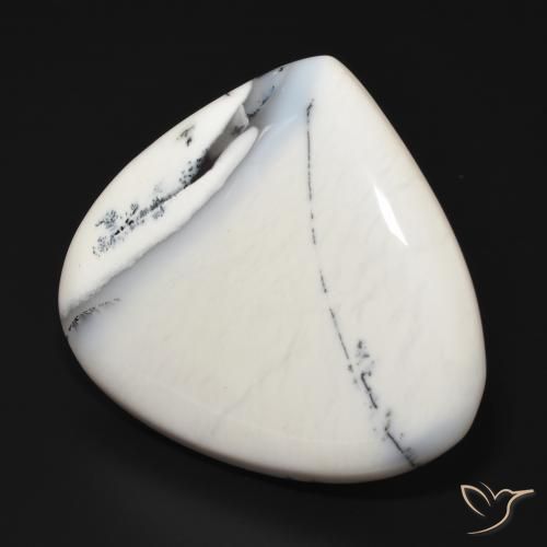 Agata dendritica bianco con nero naturale da 69.43 ct, Forma a pera, Opaco