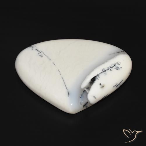 Agata dendritica bianco con nero naturale da 69.43 ct, Forma a pera, Opaco